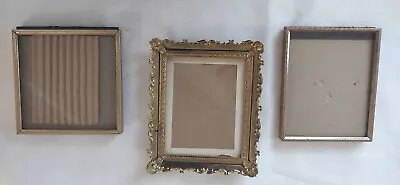 Lot Of 3 Vtg Gold Metal Picture Frames 5x4  & 4.5x4.5 • $19.99