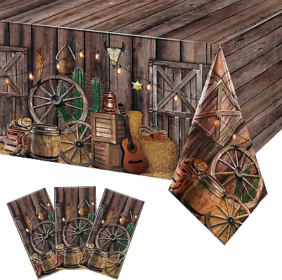 Western Party Tablecloth Western Cowboy Party Table Cover Cowboy Theme Plastic T • $13.74