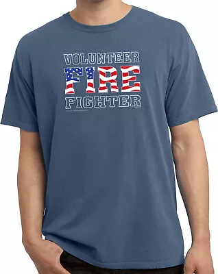 Volunteer Firefighter US Flag Pigment Dyed T-shirt • $17.99