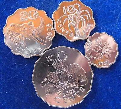 Swaziland - 2005-2007 - 5-50 Cent - 4 PIECE UNC. COIN SET • $8