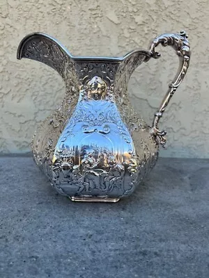E.G. Webster & Son Repousse Silver Plate Water Pitcher/Victorian Story  • $20