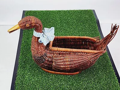 Vintage Wicker Duck Goose Basket Planter Holiday Brown Eggs Farmhouse Country • $14.99