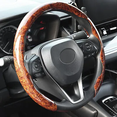38cm 15'' Car Steering Wheel Cover Mahogany Wood Grain Breathable Non-slip AUS • $26.69
