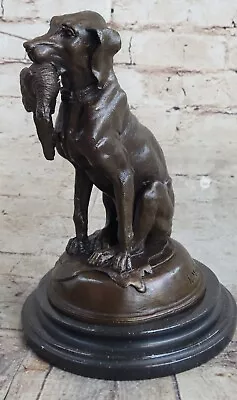 Bronze Sculpture Statue Short Hair Retriever Bird Dog With Duck By Moigniez  • $249