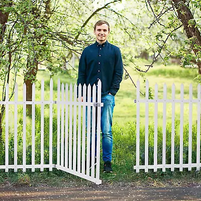 52X44  White Outdoor Vinyl Metal Picket Fence Gate With Fence Wings No Dig Gate • $172.71