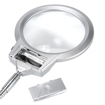 Large Lens Table Top Desk Lamp Lighted Magnifier Magnifying Glass With LED L TPG • £15.84