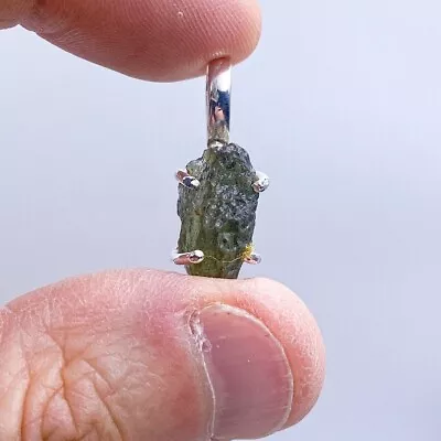 Genuine Rough Moldavite Pendant 925 Sterling Silver Handmade Jewelry Pendant • $34.15