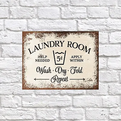 Laundry Room Retro Tin Sign Nostalgic Art Gift Home Decor • £3.95