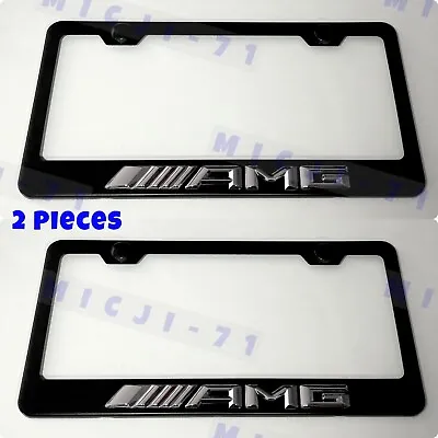 X2 3D AMG Mercedes Benz Emblem Stainless Steel License Plate Frame Holder Tag • $23.50