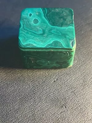 Malachite Box With Brass Antique Vintage Estate Carved Pill Shows Slight Dings • $9.99