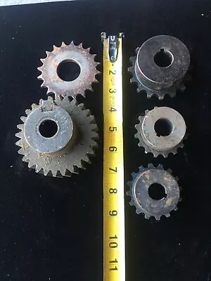 Industrial Machine Steel Lot Of 5 Gears/Cogs Steampunk Art Parts Lamp Base Lot 9 • $46.79