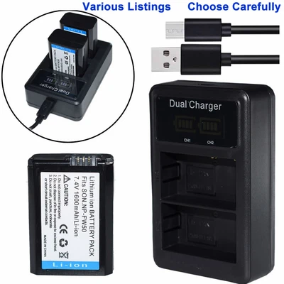 $19.43 • Buy Slim  Charger Or NP-FW50  Battery For Sony A7II A7R A7S A6000 A5000 A6300 A6500