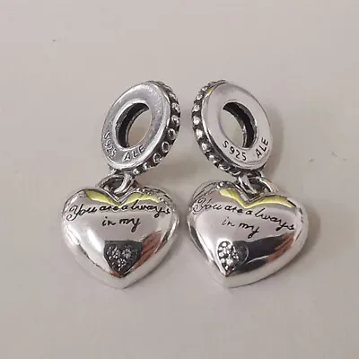 £26 • Buy Hearts Charm With Crystal Beads Silver PANDORA Mother Daughter 