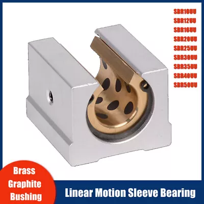 Linear Motion Sleeve Bearing Block Shaft Slide Bushing Graphite Brass Open Type • £8.34