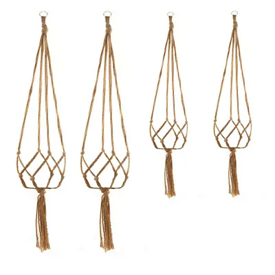 2/4Pcs Macrame Plant Hanger Garden Indoor Hanging Planter Basket Rope Pot Holder • £5.79