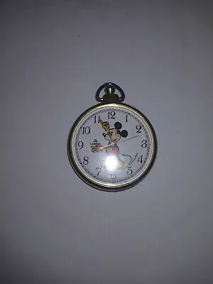 VTG Lorus Quartz Disney Mickey Mouse Pocket Watch Y131-0010 WORKS/Needs Battery • $39.99