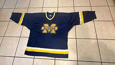 Vintage 90s Michigan Wolverines STARTER Hockey Jersey Shirt Sweater NCAA • $59.99