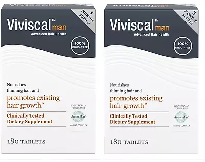 2 Pack Viviscal Men's Hair Growth Supplements Thicker & Fuller Hair 180 EXP 3/24 • $29.99