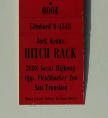 1950s Jack Keane Hitch Rack Cocktails San Francisco CA Matchbook California • $2.52