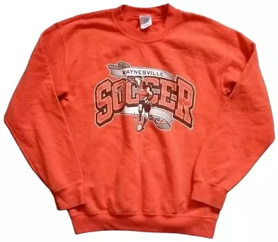 Adult Gildan Sweatshirt Small Orange Waynesville Soccer Retro (Some Bobbling) • £3.99