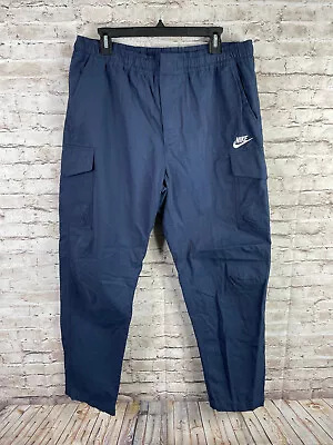 Nike Blue Utility Cargo Pants Men's XL Drawstring Snap - Baggy Loose Straight • $34.99