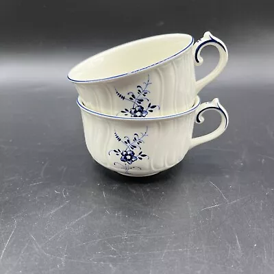 Set Of 2 Vieux Luxembourg By Villeroy & Boch Blue & White Floral Flat Tea Cups • $16.99