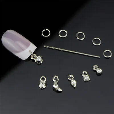 13PCS Metal Rhinestone Piercing Dangle Drill Nail Art Piercing Manicure T-i- • £2.58