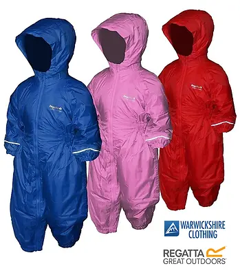 £21.99 • Buy Regatta Childs Splosh Waterproof Padded All In One Padded Lined Rain Suit Kids