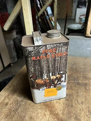 Vintage Old Empty Pure Vermont Maple Syrup Tin Metal Graphic Can One Gallon USA • $39.99