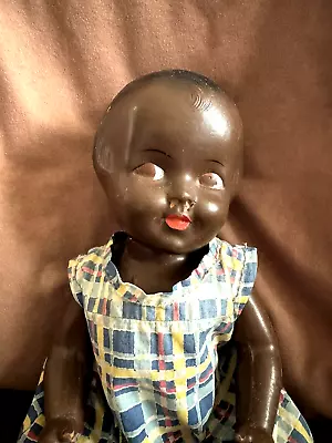 Vintage 17  AFRICAN AMERICAN BEAUTIFUL COMPOSITION STRUNG BABY GIRL DOLL • $19.99