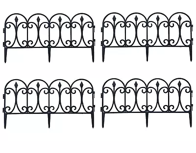 Pack 4 8 12 Garden Border Path Flower Bed Edging Cast Iron Effect Fence Fencing • £7.45