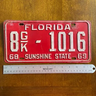 Vintage 1968 1969 Florida Truck License Plate 8GK-1016 Volusia County Sunshine • $27