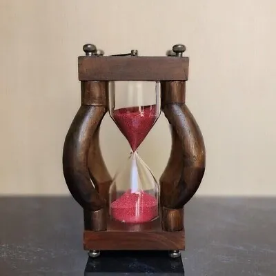 Sand Timer Hourglass 5 Minutes Antique Brass Sundial Glass Clock Sandglass Gift • $55.55