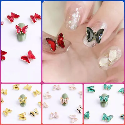 UK 3D Nail Art Decoration Big Butterflies Flowers Rhinestone Gems Charms New • £2.99