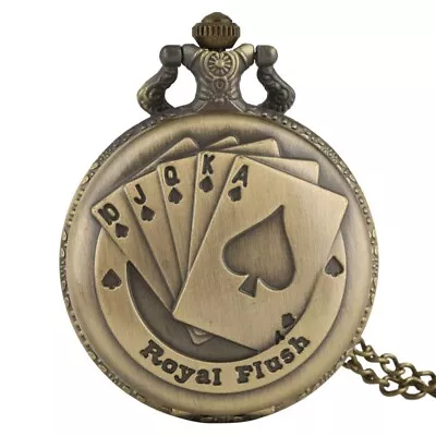 Steampunk Bronze Sailing Canvas Boat Ship Poker Pocket Watch With Chain Unisex • $5.14