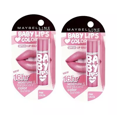 Maybelline Baby Lips Pink Lolita SPF 20 4 Gm X 2 Pack(Free Shipping Worldwide) • $23.59