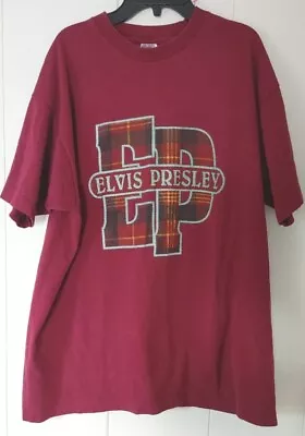 Fruit Of The Loom Elvis Presley Mens Preshrunk Maroon Tshirt Size XL USA Vtg • $14.99