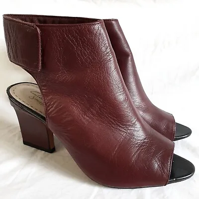 Clarks Boots Red Burgundy Leather Ankle Heels Size 6 • £49.99