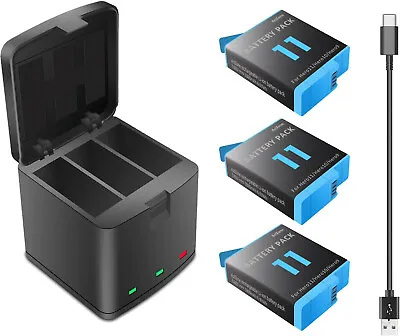 3-Pack Hero 11 Battery & 3-Channel Charging Station For GoPro Hero 11 10 9 Black • $40.99