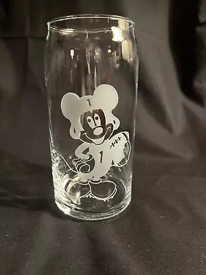 Vintage Disney Mickey Mouse The Football Player #1 Tall Glass 16 Oz. • $7.99