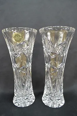 2 Vintage LENOX 6  Star Vases 100% Lead Crystal Flower Vases Made Czech Republic • $19.95