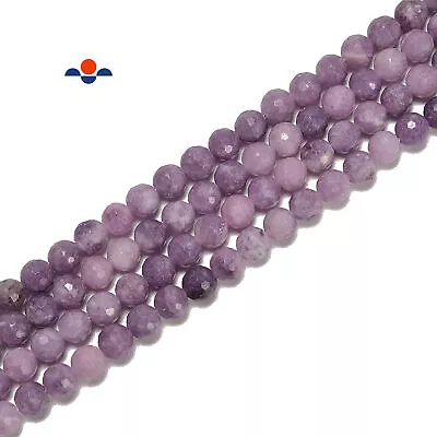 Natural Lepidolite Hard Cut Faceted Round Beads Size 6mm 8mm 10mm 15.5'' Strand • $16.99