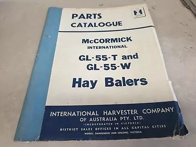 1956 McCormick International HAY BALERS  Original Parts Book GL55T GL55W • $34.95