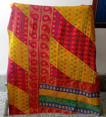 Indian Handmade Kantha Vintage Quilt Gudari Throw Cotton Bedspread Blanket Twin • $31.27