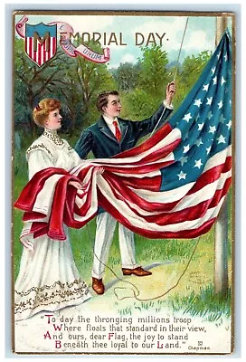 1910 Memorial Day Patriotic Flag Clapsaddle Marshall Michigan MI Posted Postcard • $14.98