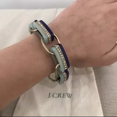 J.Crew Aqua & Cobalt Rhinestone Link Bracelet • $25