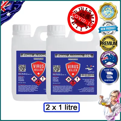 VIRUS KILLER | PREMIUM CLEANING Alcohol 99% Ethyl Alcohol  2 X 1ktr Jerry Cans • $35