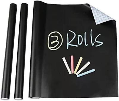 3 Rolls Black Chalkboard Contact Paper - 17  X 78.7  Extra Large Adhesive Blackb • $24.99