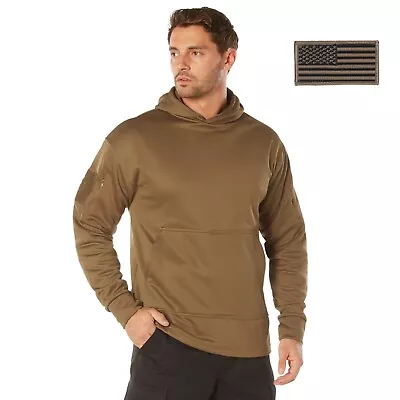 Mens Coyote Brown Concealed Carry Tactical Hooded Hoodie Sweatshirt & USA Patch • $41.99