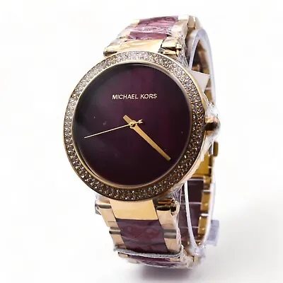 Michael Kors MK 6427 Parker Crystallized Red Gold Tone Ladies • $176.84